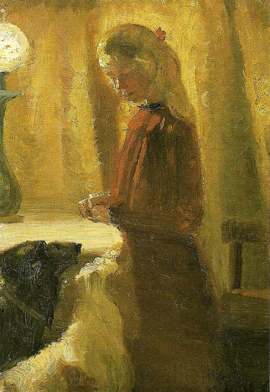 Anna Ancher hundene fodres Spain oil painting art